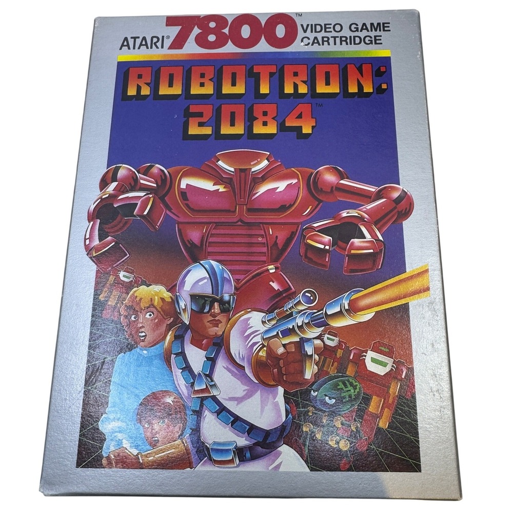 Robotron: 2084 Atari 7800 Video Game Cartridge CX7809 Silver Box NTSC